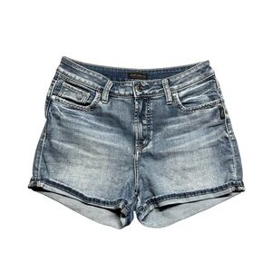 Silver Jeans Avery Shorts Womens Size 29 Blue‎ Stretch High Rise Denim Cuffed